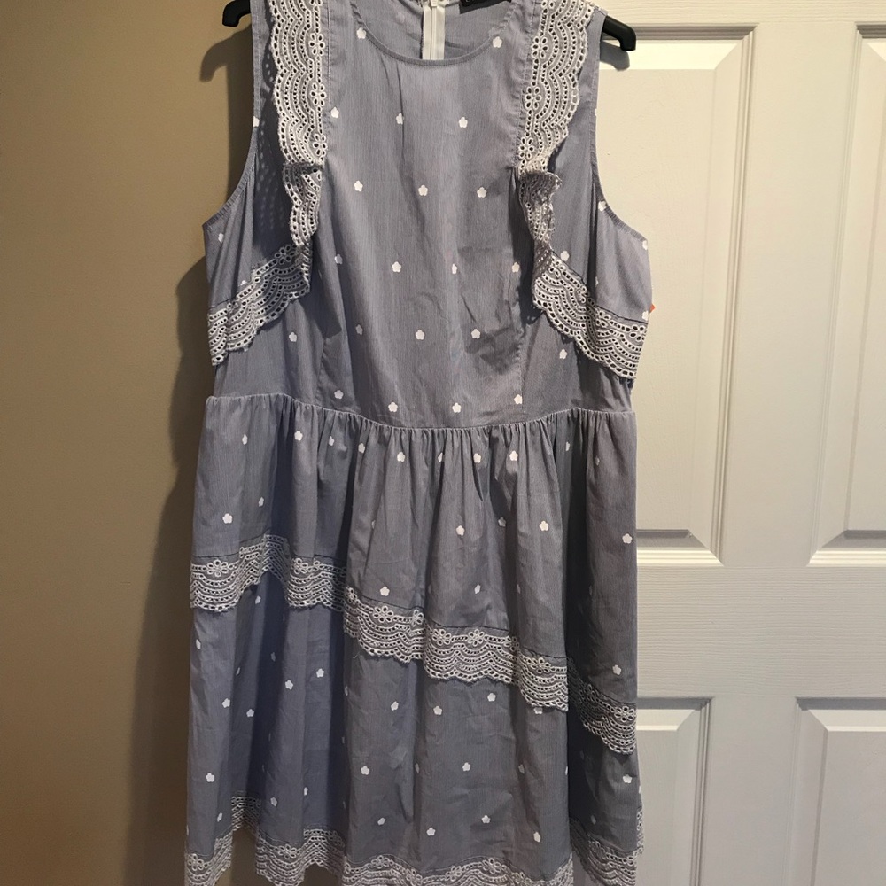 Lane Bryant blue striped eyelet dress 18/20 new